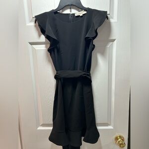 LOFT Petite Black Professional Dress with Ruffle Detail Size 0P
